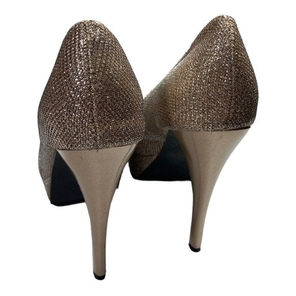BODY CENTRAL Shoes Womens 6.5M Gold Metallic Platform Stiletto Heels - Picture 6 of 8